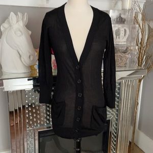 New Black 3/4 Length V Neck Tunic Cardigan